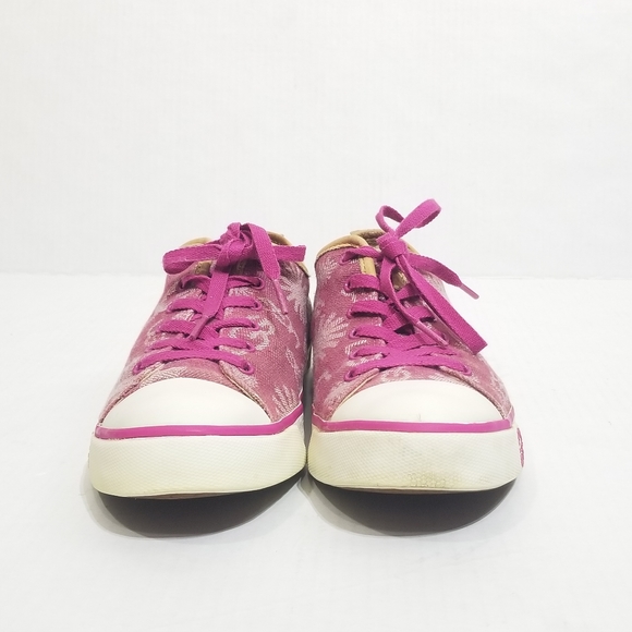 UGG Evera Denim Logo Print Sherpa Lined Sneakers in Pink Womens Size 8.5 - Picture 8 of 11
